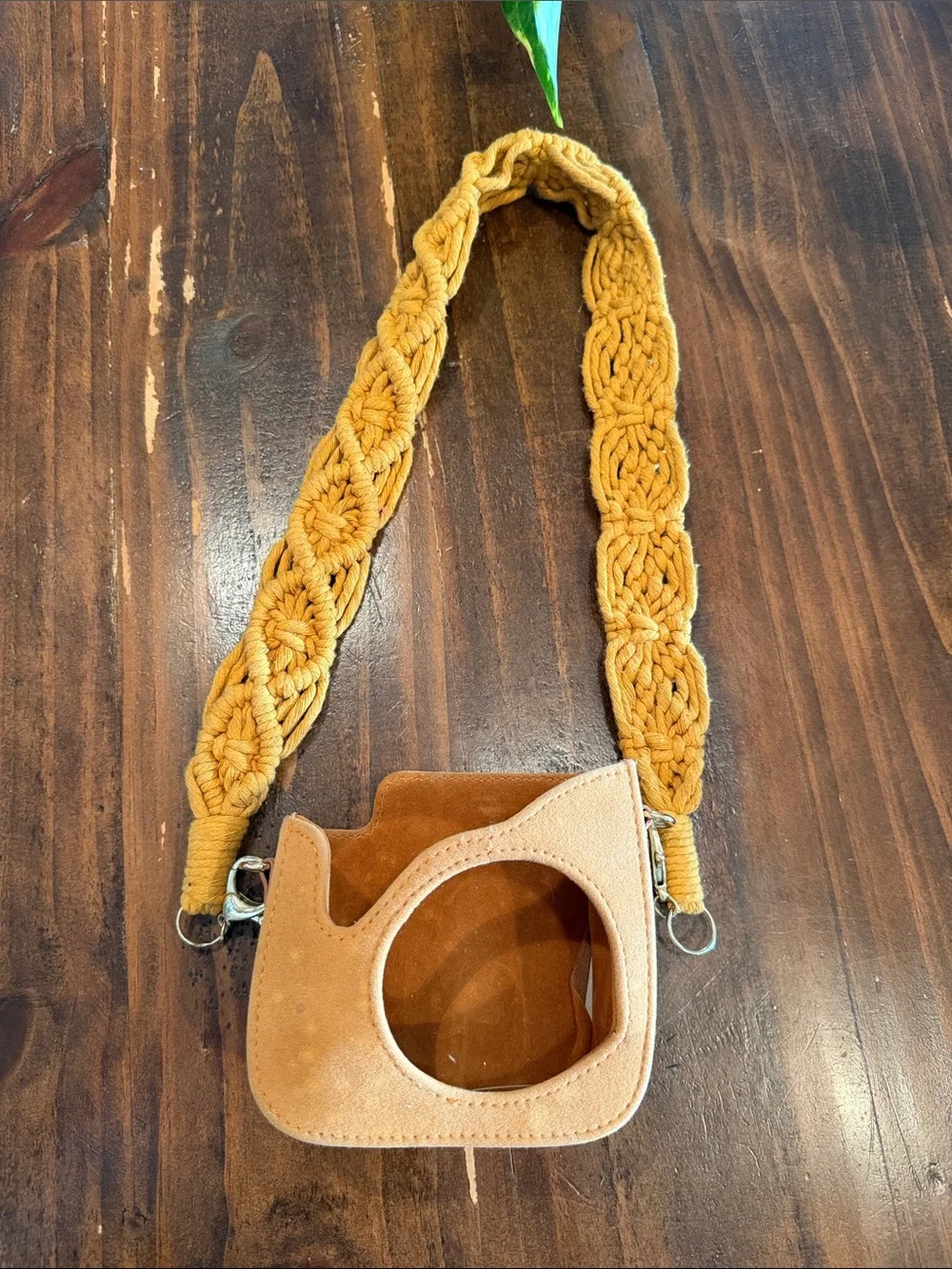 heyday Suede Crossbody Polaroid Camera Bag in Tan Brown
